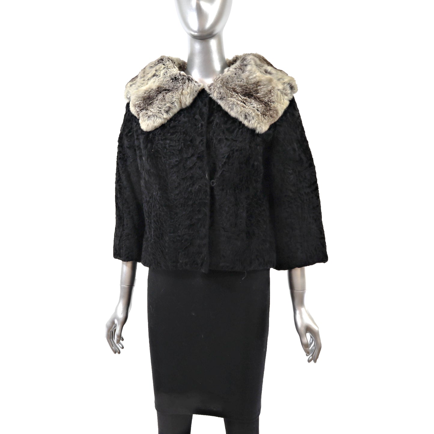 Black Lamb and Chinchilla Jacket- Size M