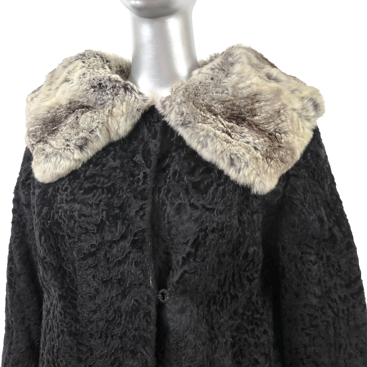 Black Lamb and Chinchilla Jacket- Size M