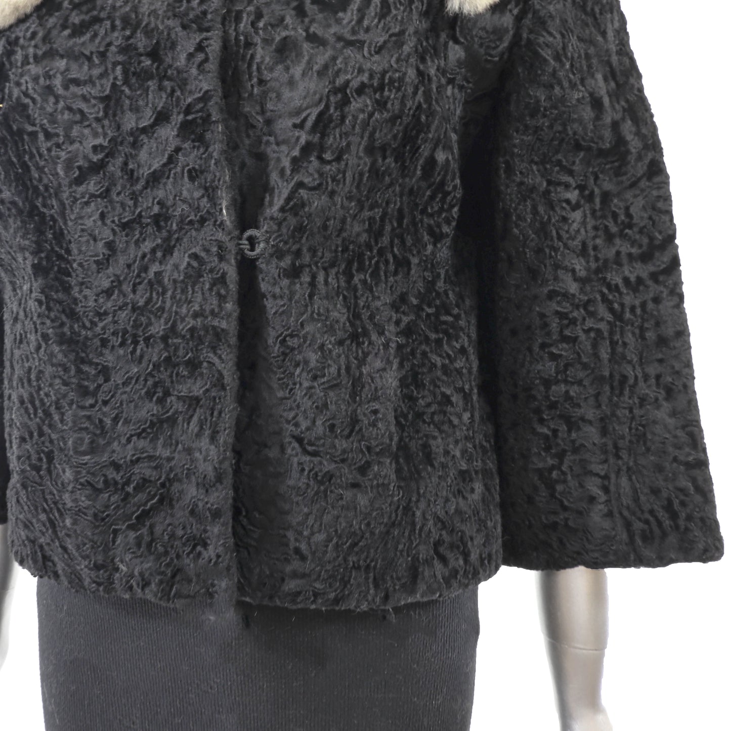 Black Lamb and Chinchilla Jacket- Size M
