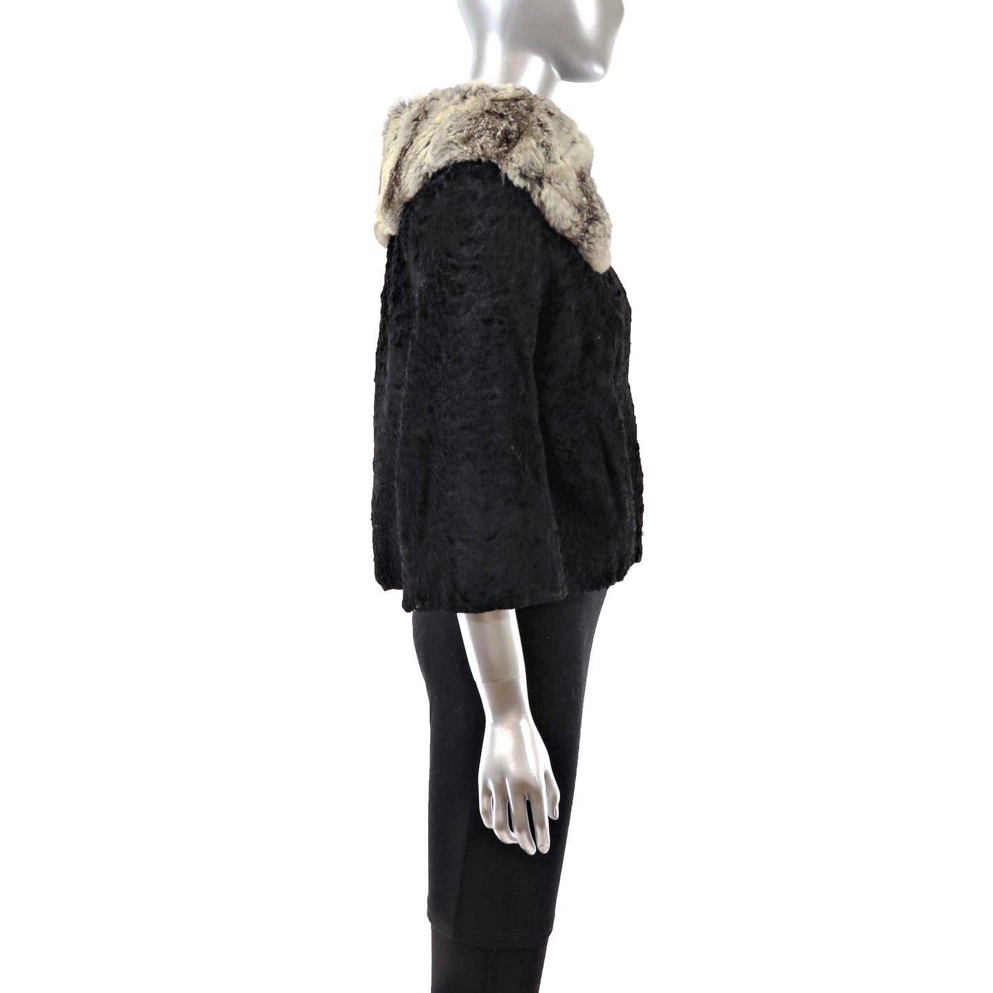 Black Lamb and Chinchilla Jacket- Size M