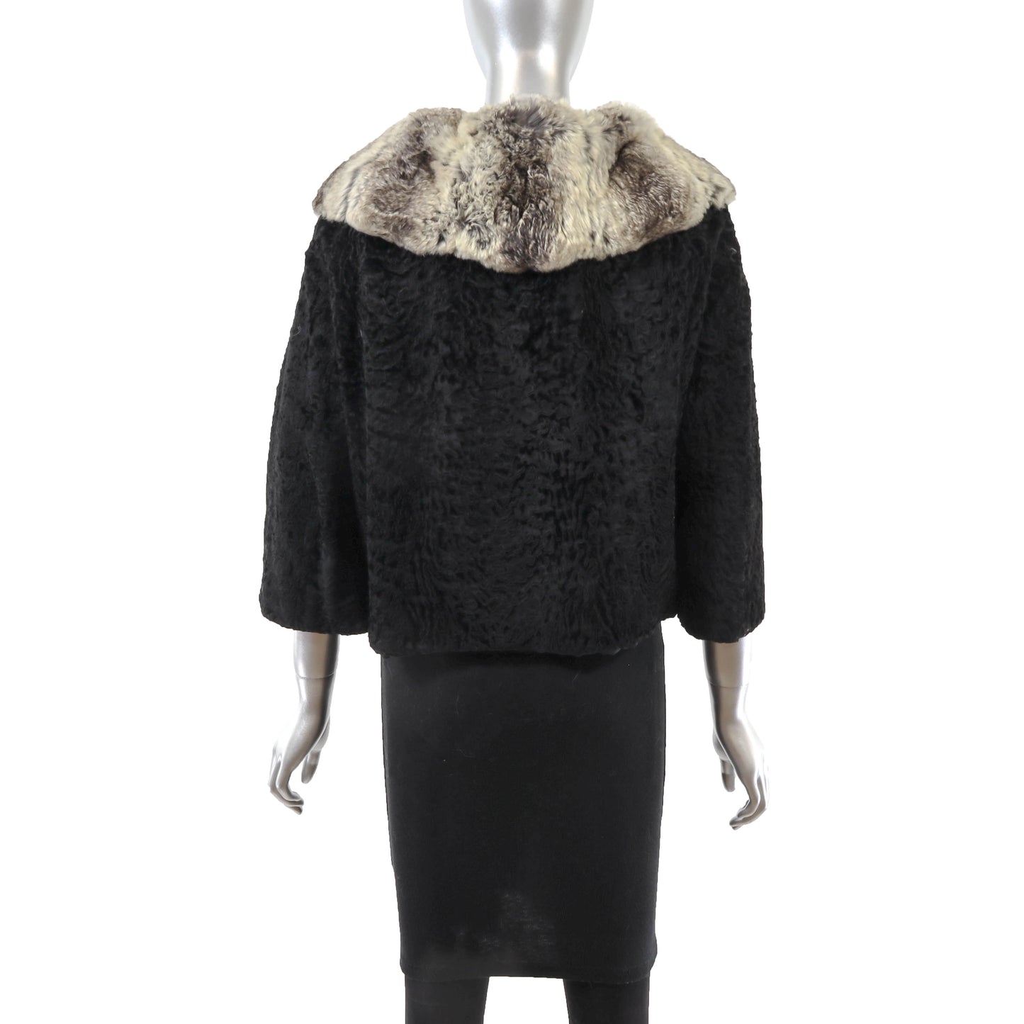 Black Lamb and Chinchilla Jacket- Size M