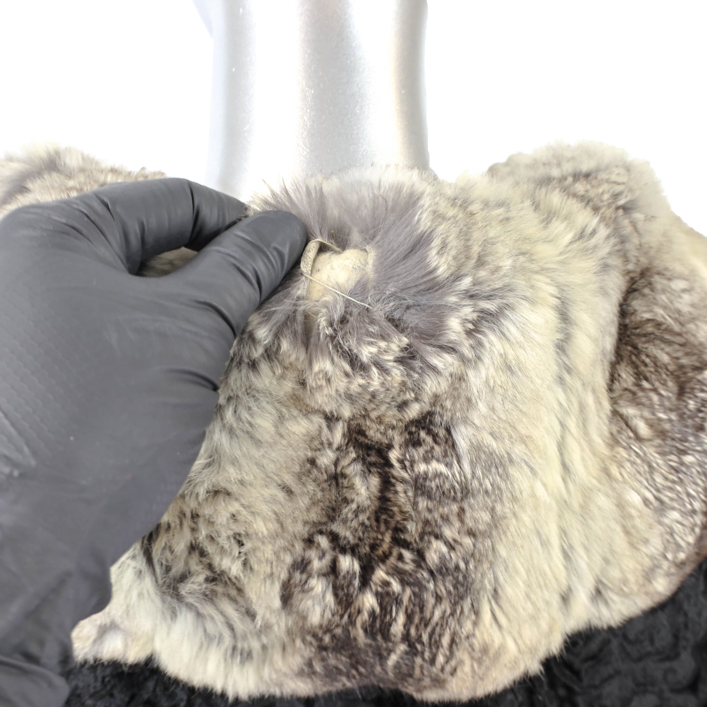 Black Lamb and Chinchilla Jacket- Size M
