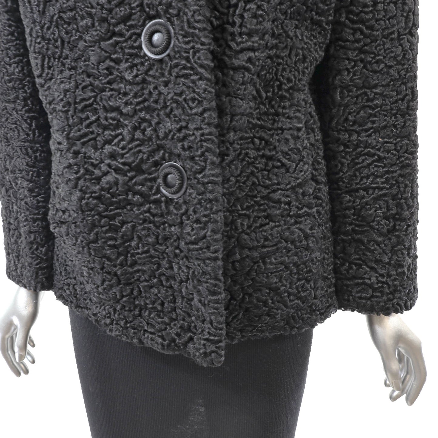 Black Lamb Jacket with Mink Collar- Size M