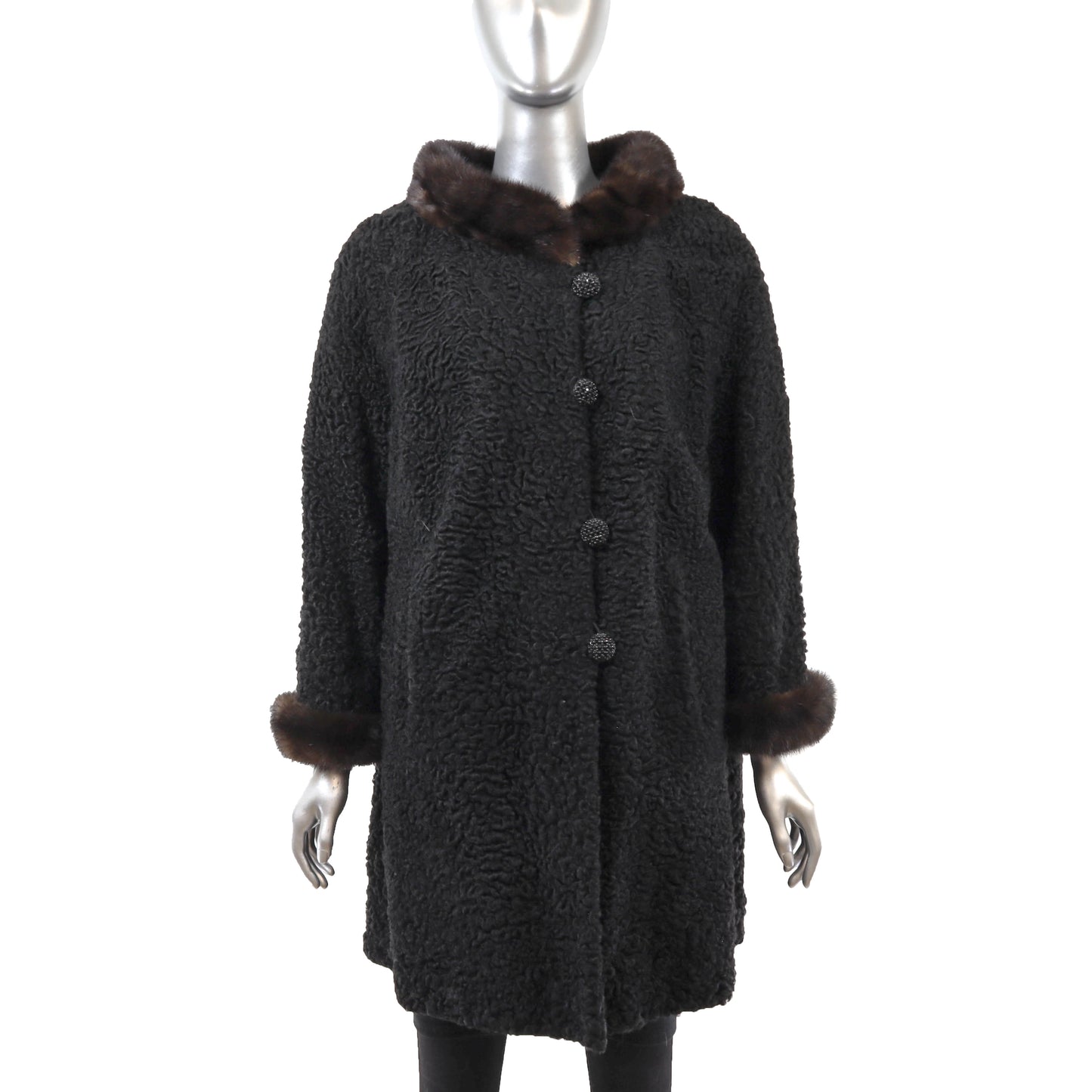 Black Persian Lamb Stroller with Mink Trim- Size L