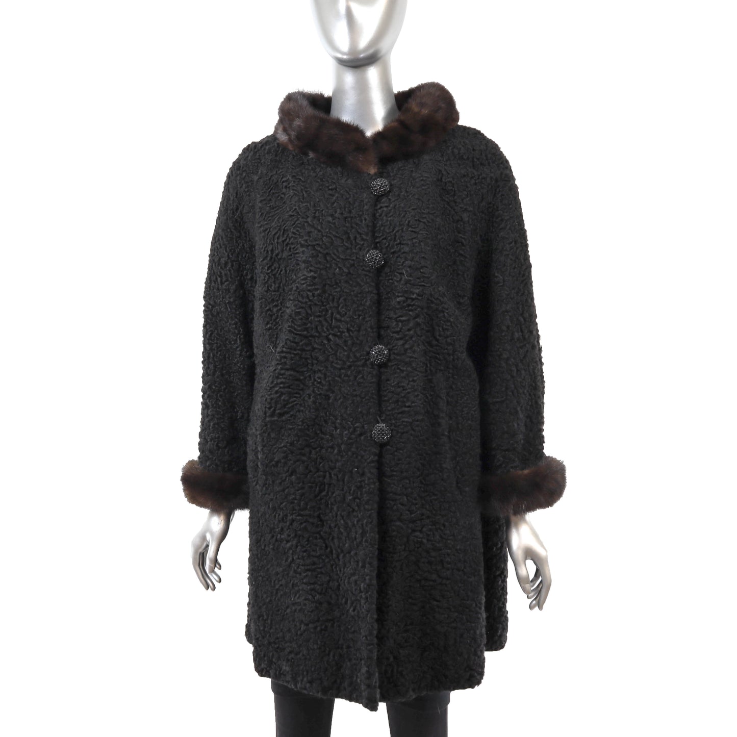 Black Persian Lamb Stroller with Mink Trim- Size L