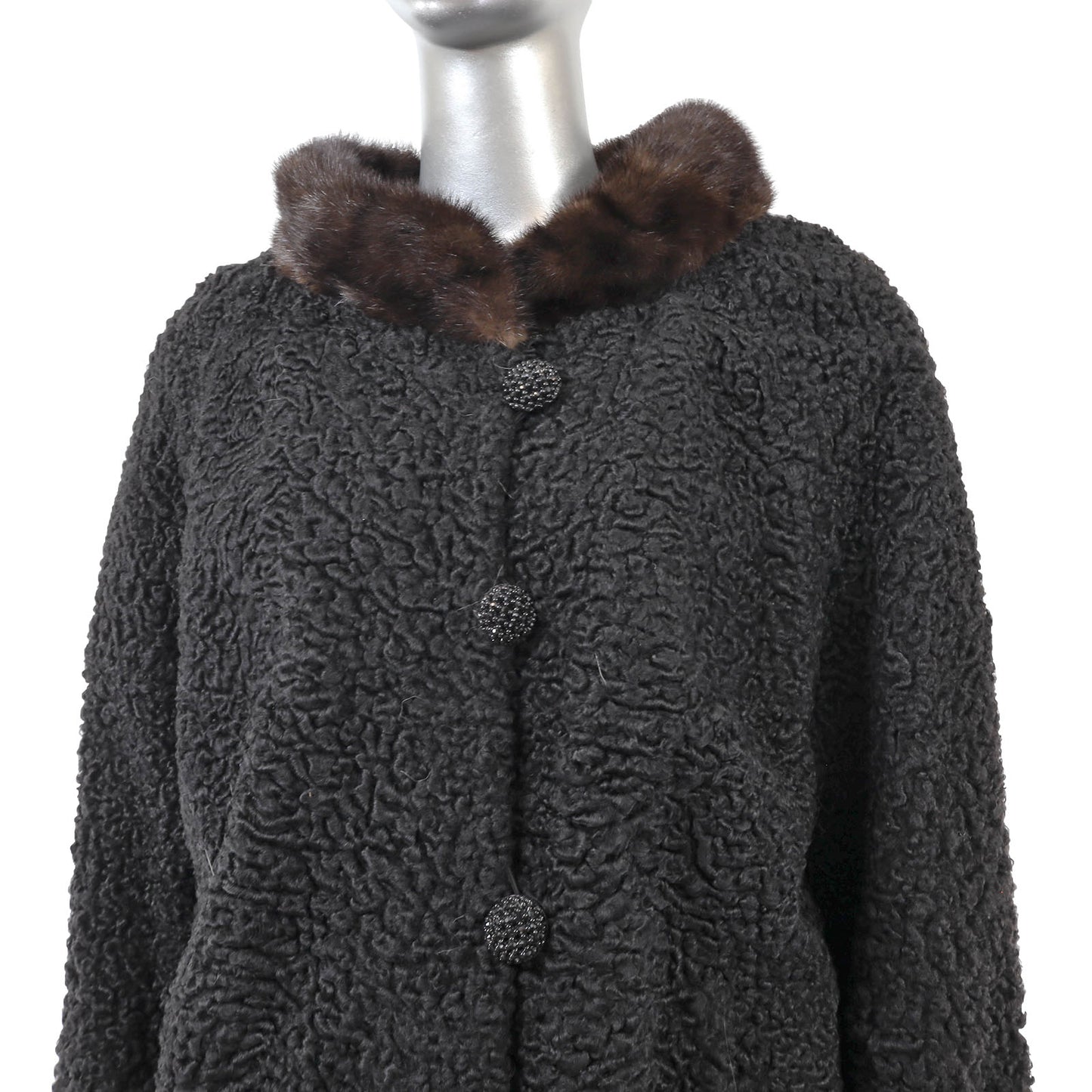 Black Persian Lamb Stroller with Mink Trim- Size L