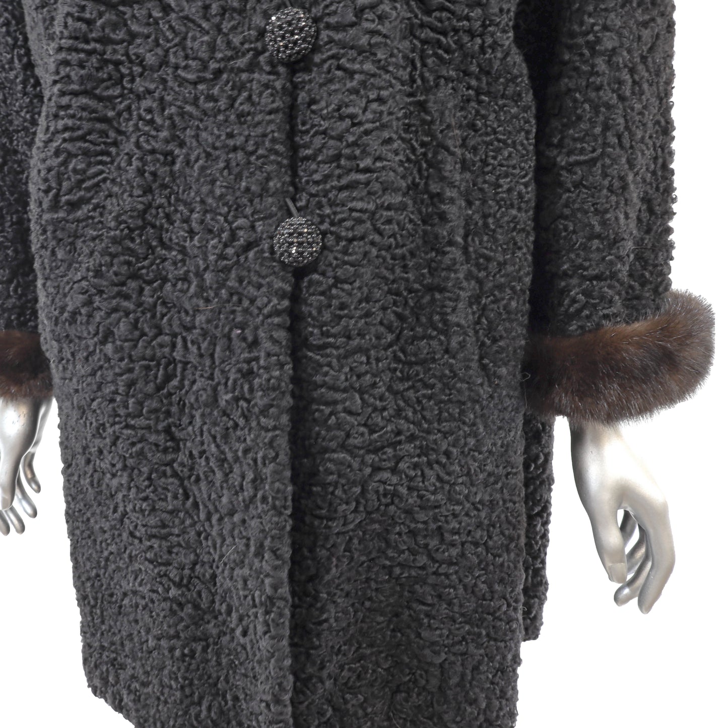Black Persian Lamb Stroller with Mink Trim- Size L