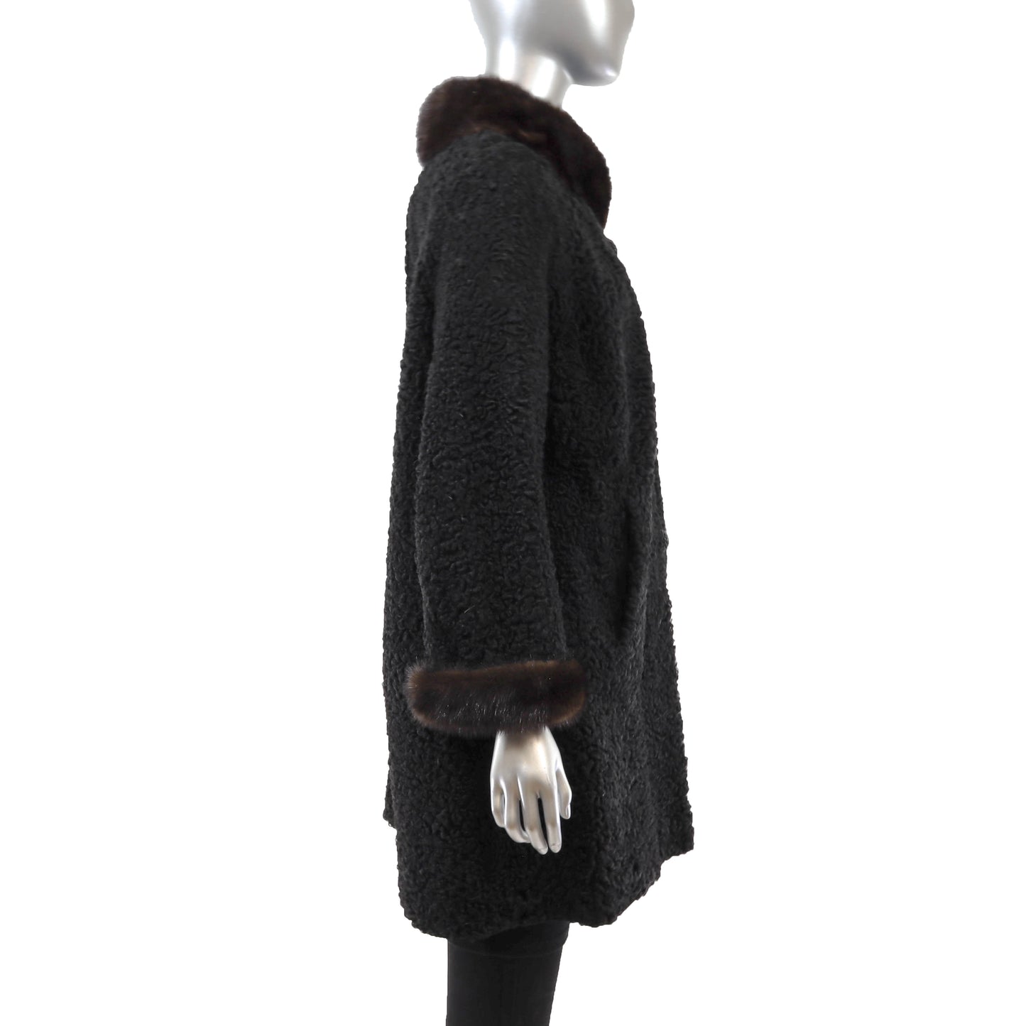 Black Persian Lamb Stroller with Mink Trim- Size L
