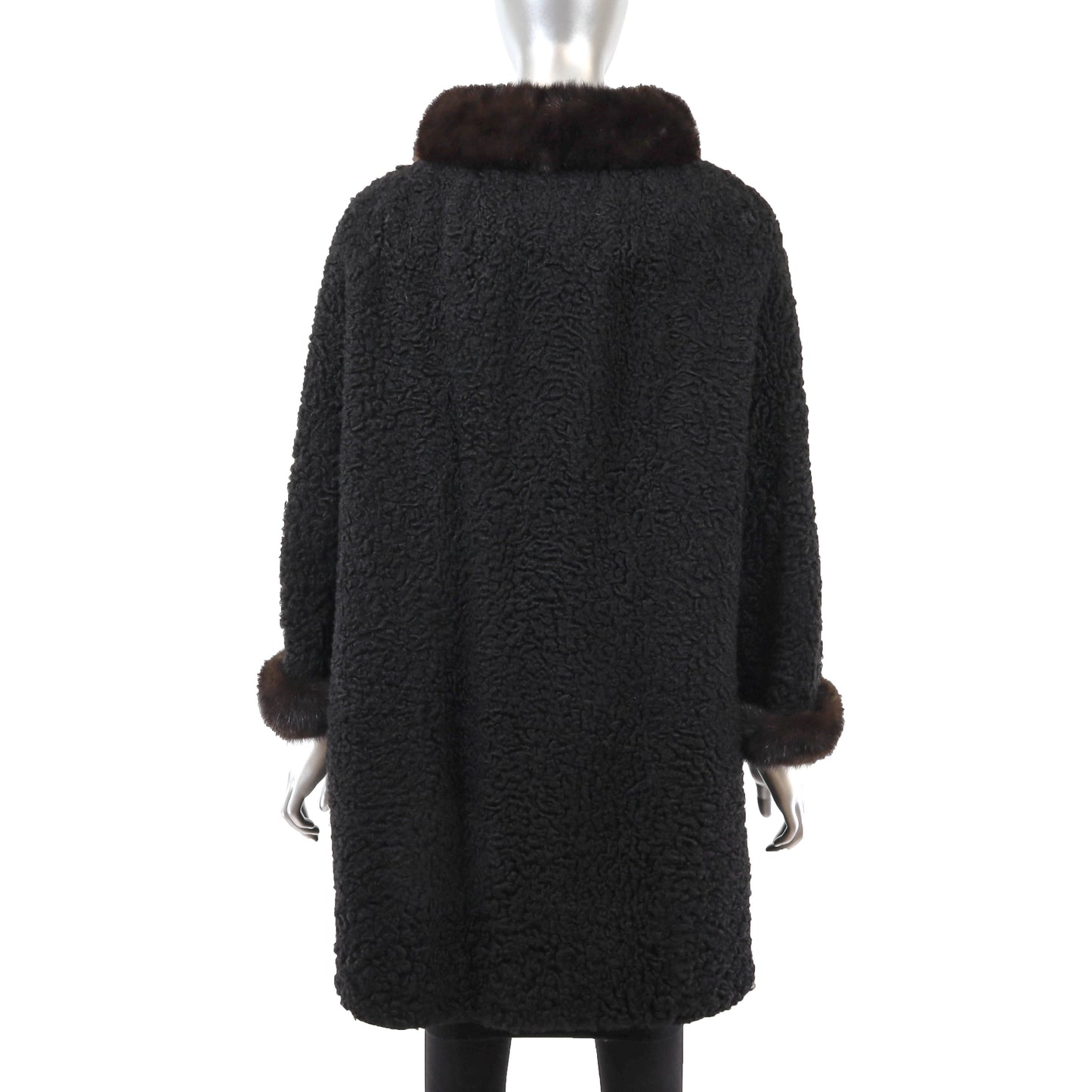 Black Persian Lamb Stroller with Mink Trim- Size L