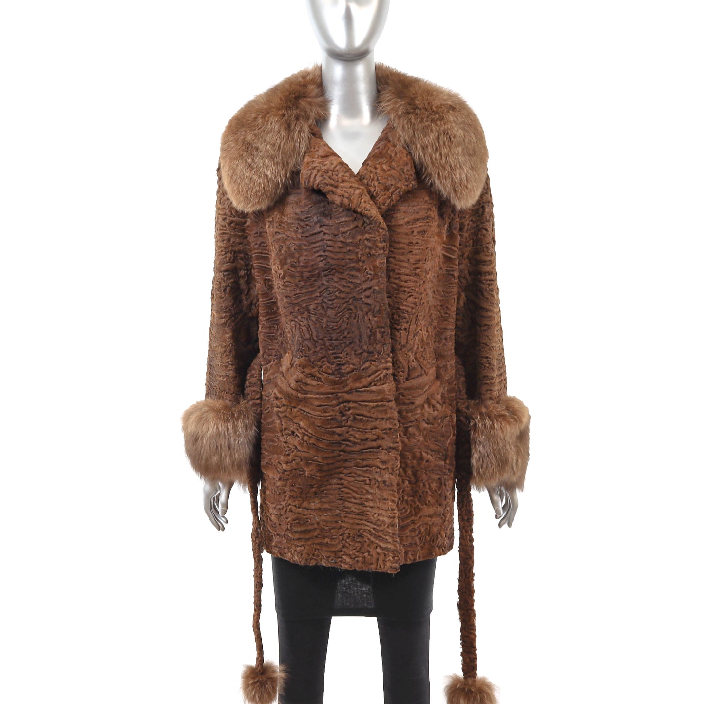 Brown Lamb Stroller with Fox Trim- Size M