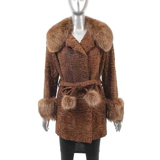 Brown Lamb Stroller with Fox Trim- Size M