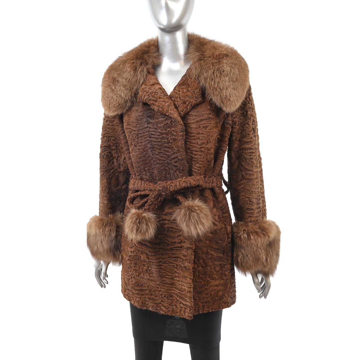 Brown Lamb Stroller with Fox Trim- Size M