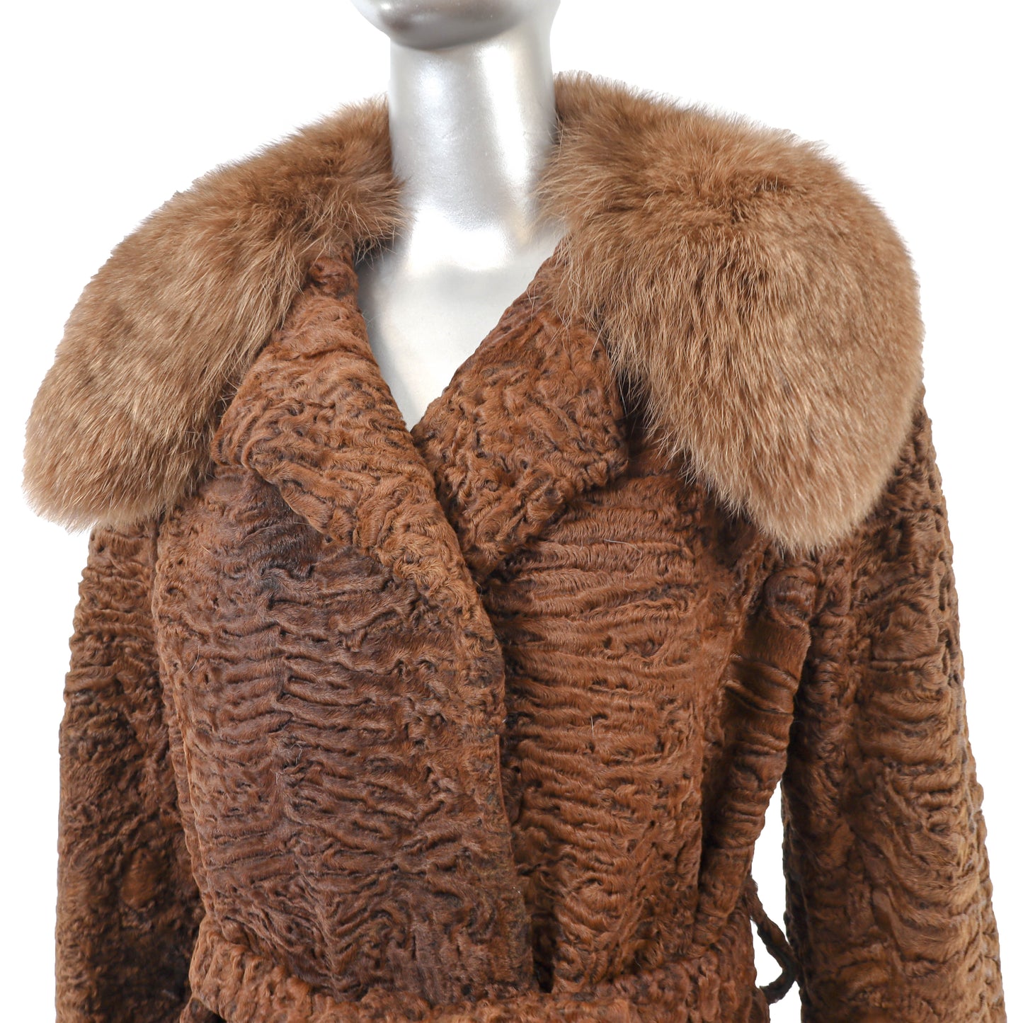 Brown Lamb Stroller with Fox Trim- Size M