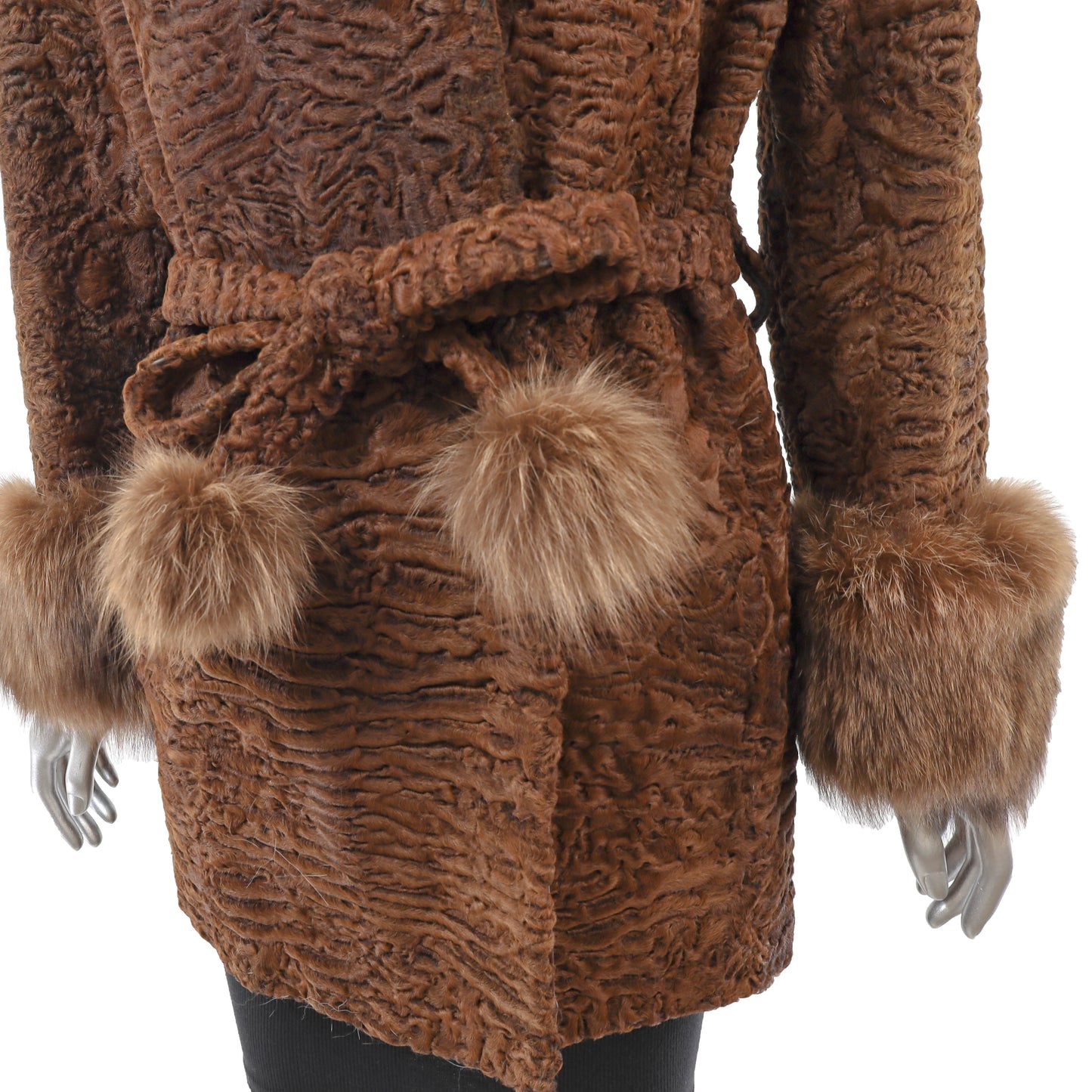 Brown Lamb Stroller with Fox Trim- Size M