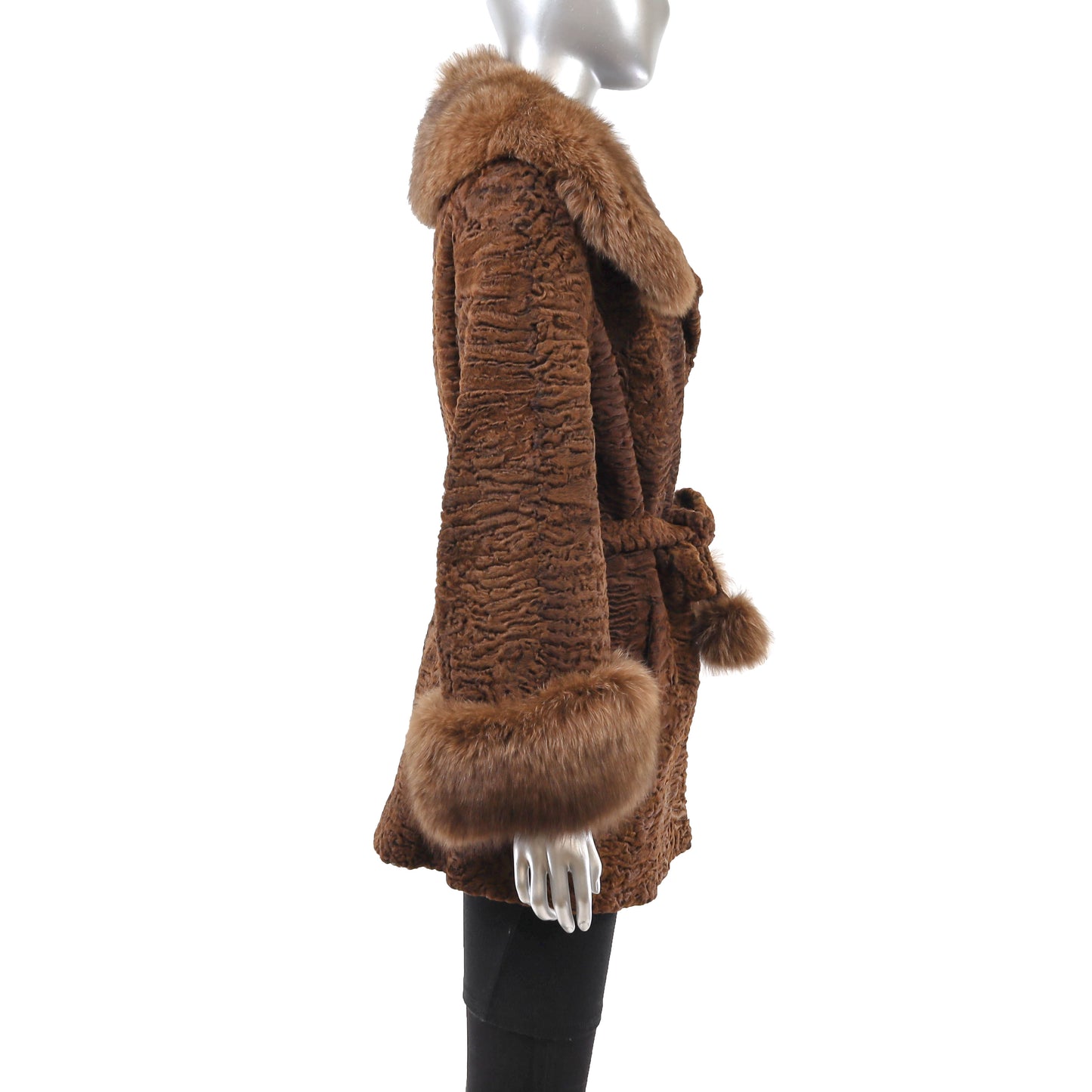 Brown Lamb Stroller with Fox Trim- Size M