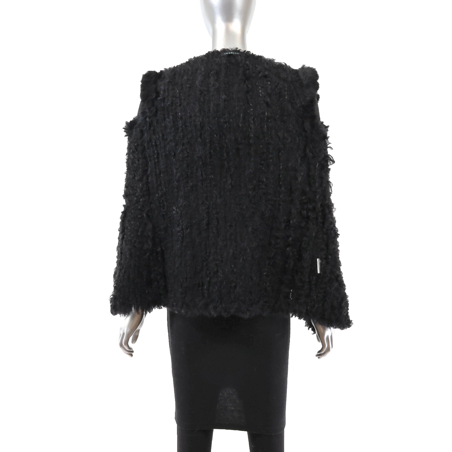 Black Hooded Knitted Lamb and Rabbit Vest- Size S