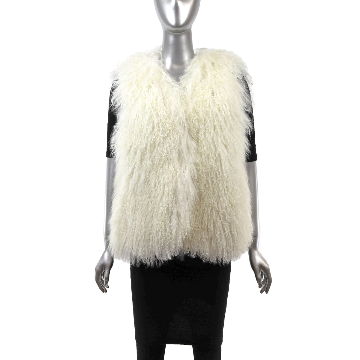 White Tibetan Lamb Vest- Size S