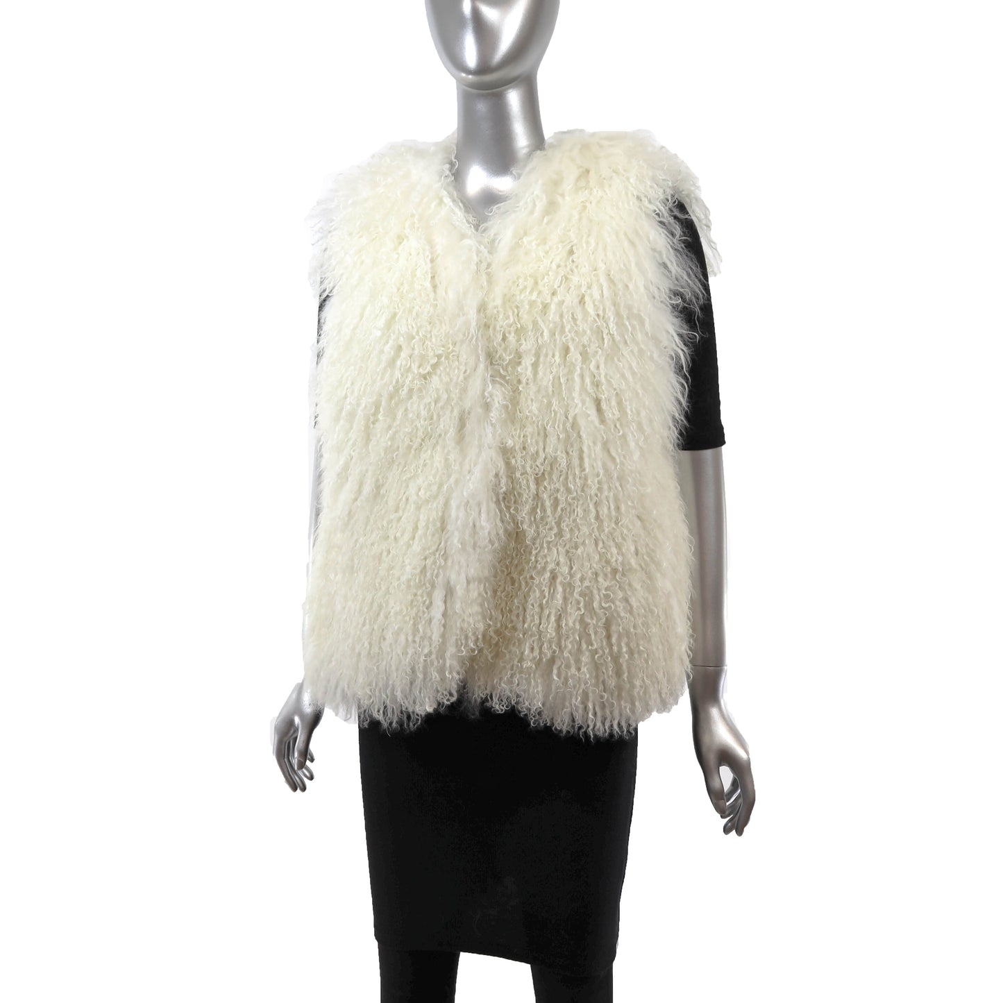 White Tibetan Lamb Vest- Size S