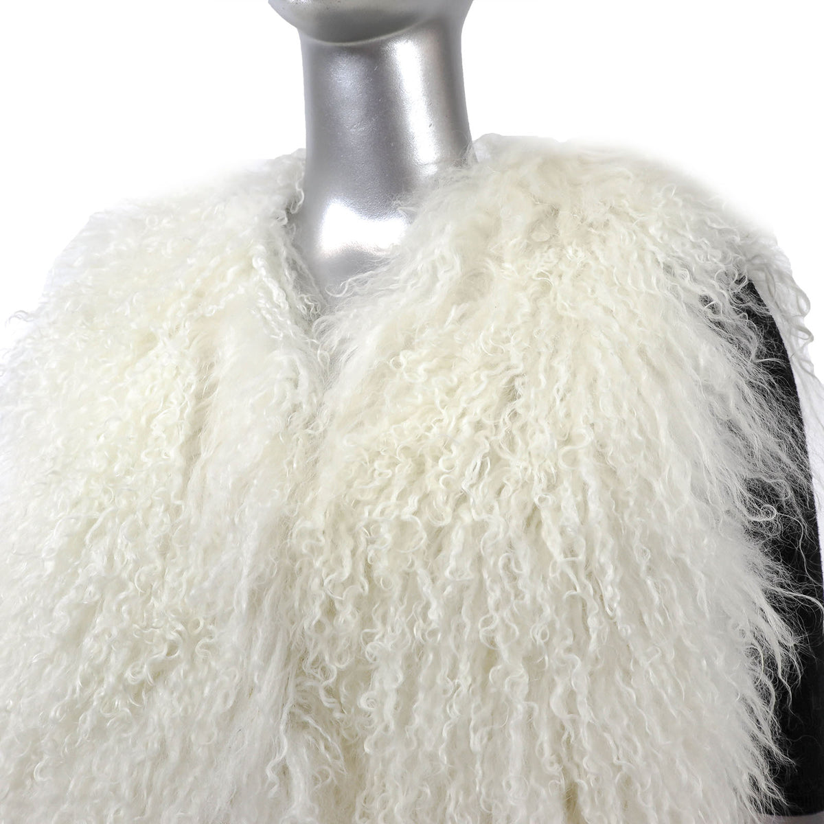 White Tibetan Lamb Vest- Size S