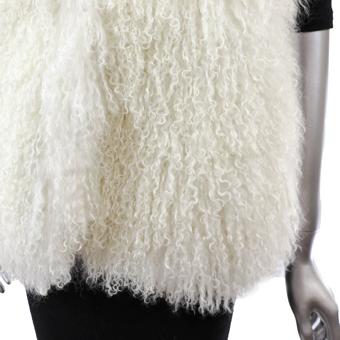 White Tibetan Lamb Vest- Size S
