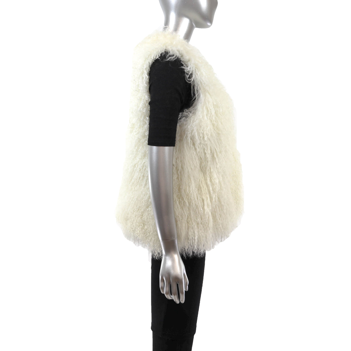 White Tibetan Lamb Vest- Size S
