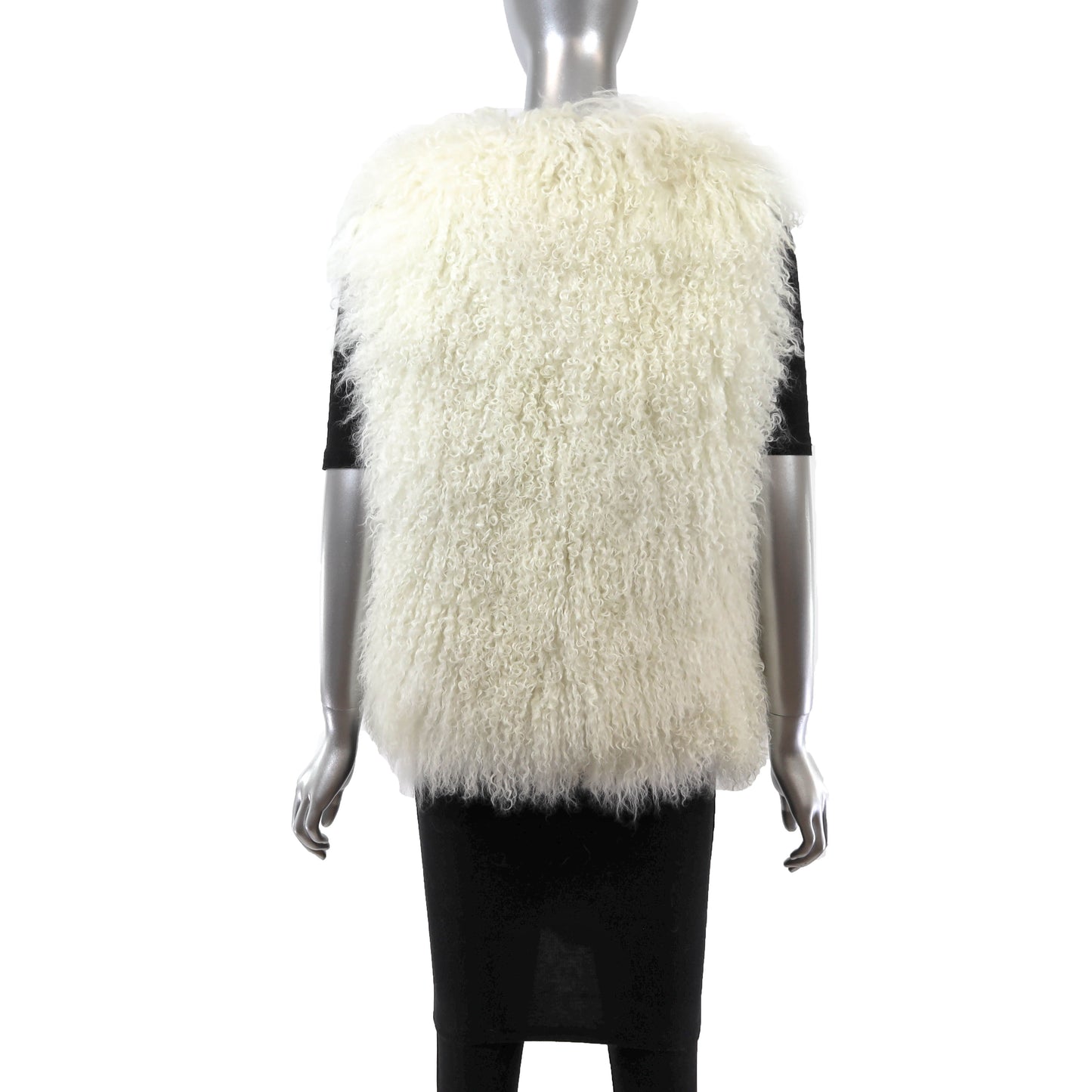 White Tibetan Lamb Vest- Size S