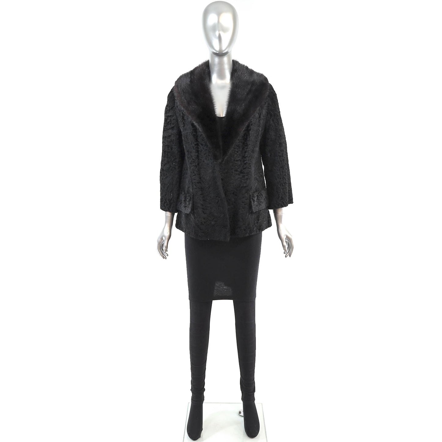 Lamb Jacket with Mink Collar- Size M