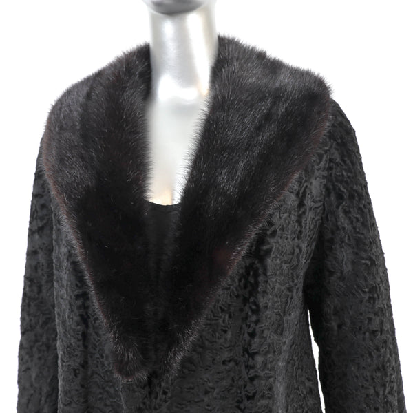 Lamb Jacket with Mink Collar- Size M