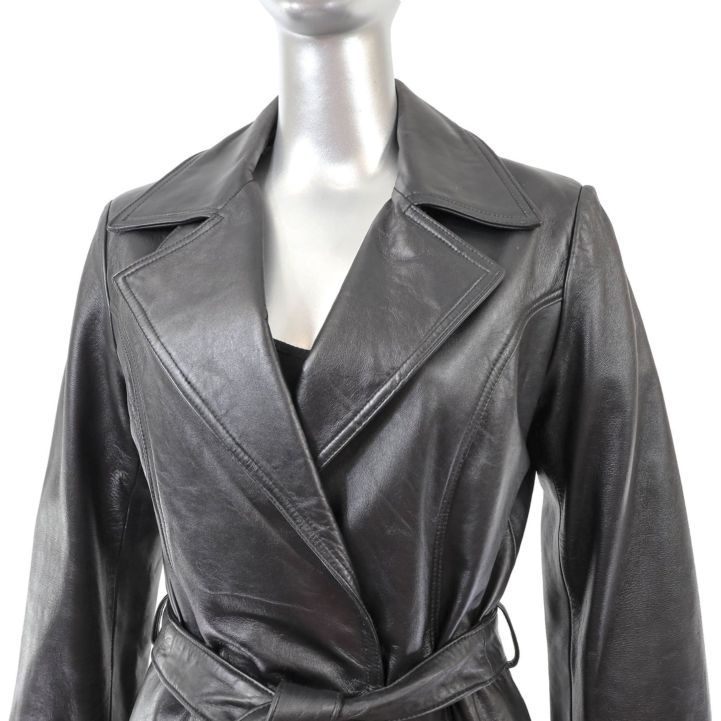 Black Leather Coat- Size XS