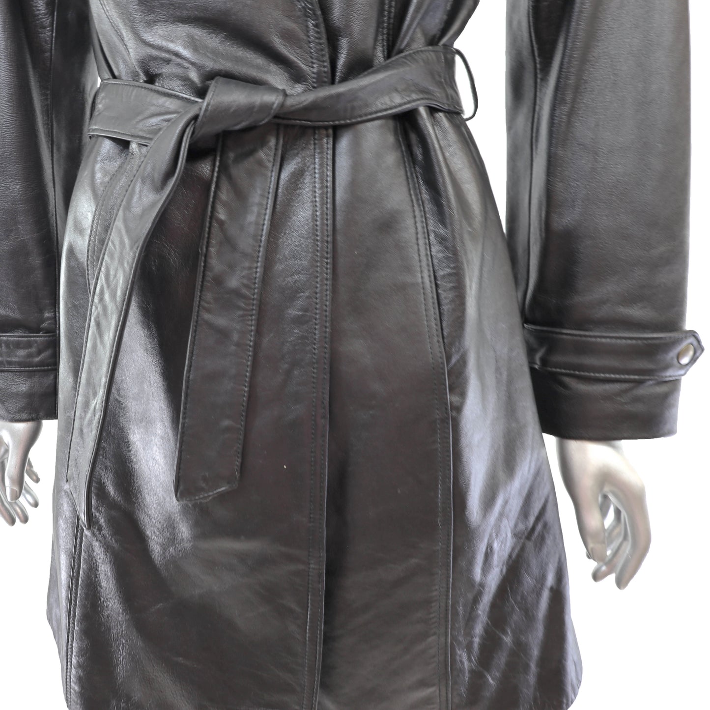 Black Leather Coat- Size XS