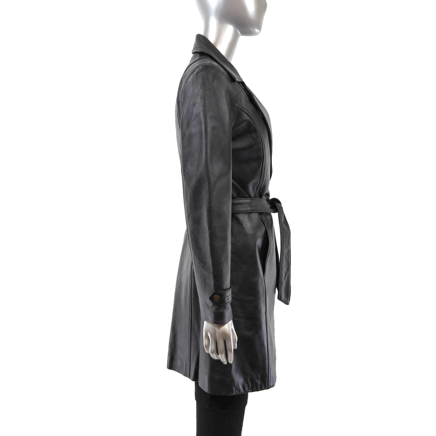 Black Leather Coat- Size XS