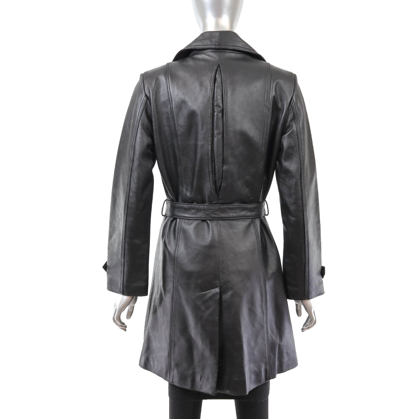 Black Leather Coat- Size XS