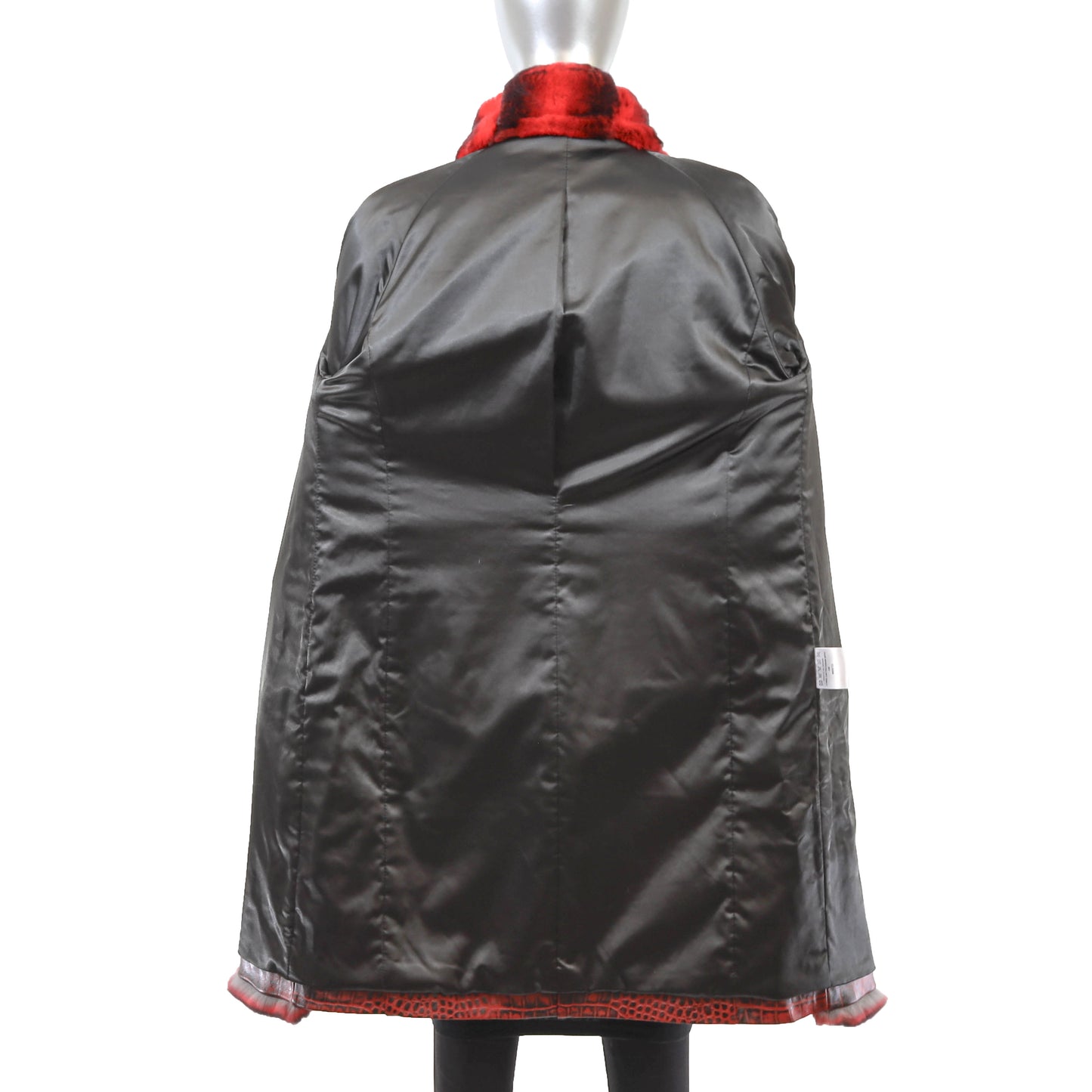 Red Leather Coat with Rex Rabbit- Size S-M