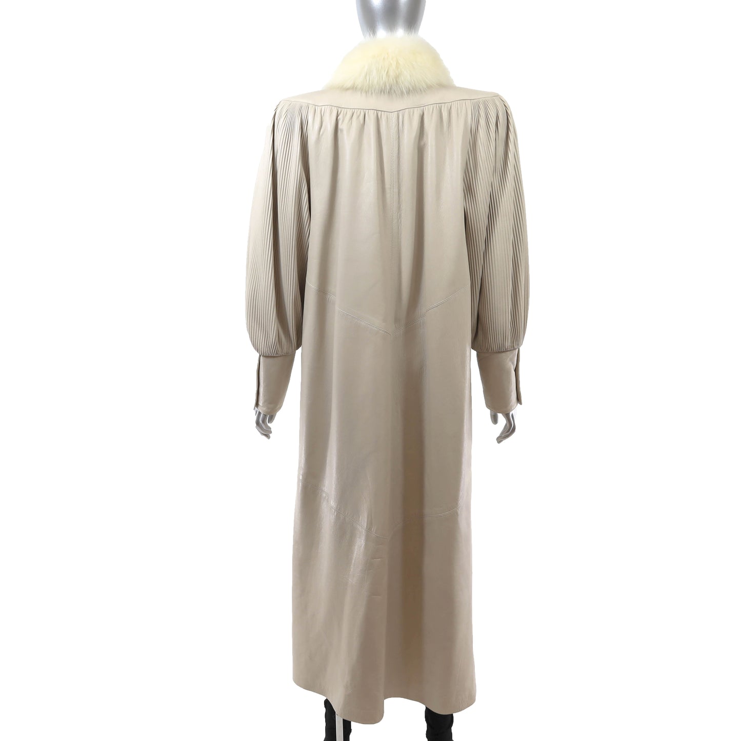 Leather Coat with Fox Tuxedo- Size S-M