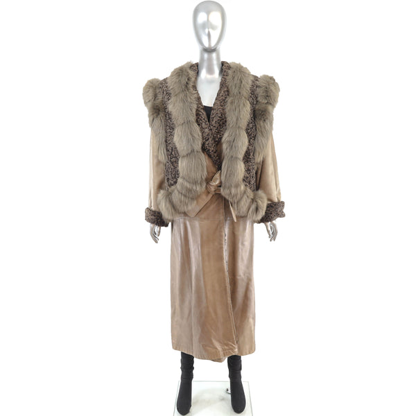 Leather and Lamb Coat with Matching Vest- Size XXL