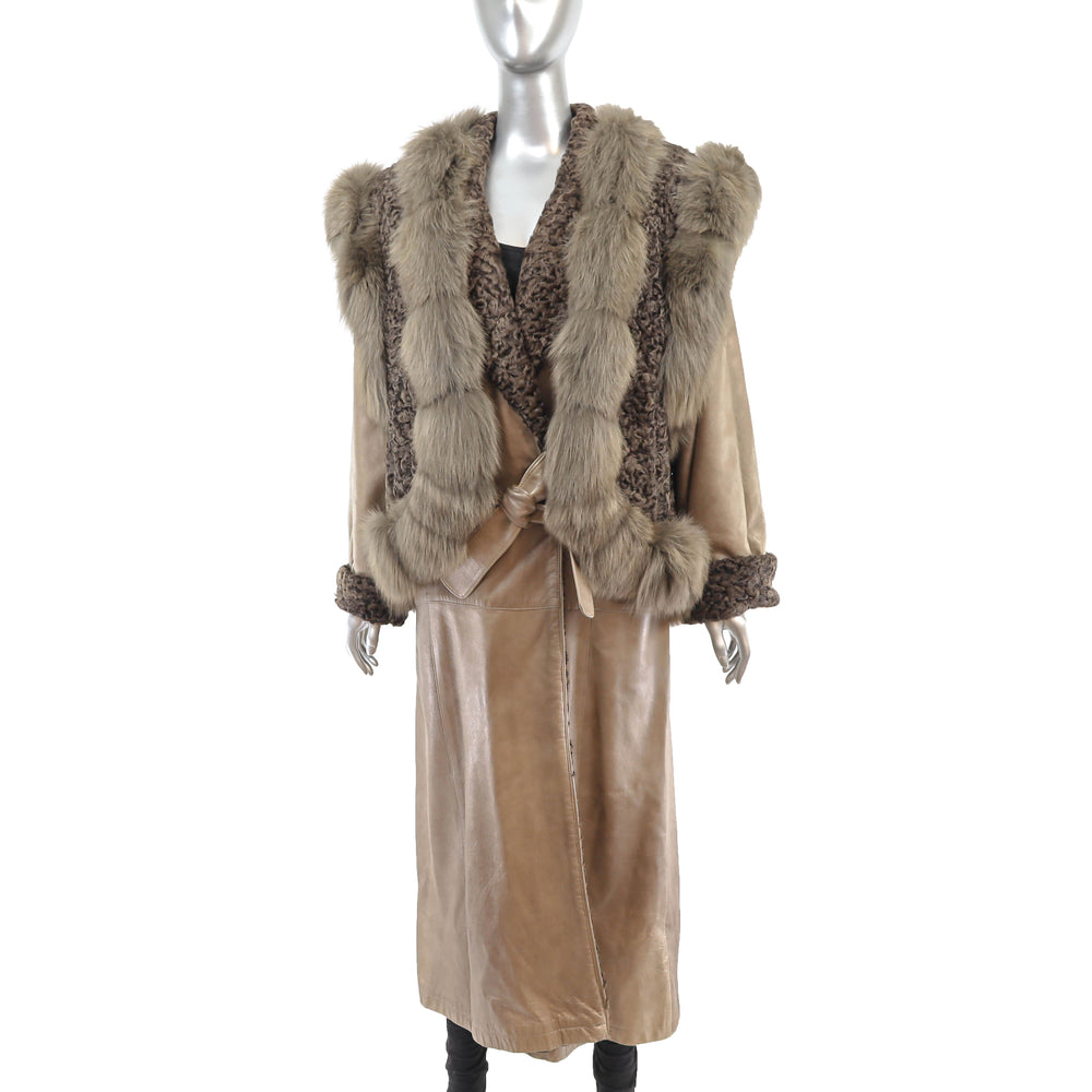 Leather and Lamb Coat with Matching Vest- Size XXL