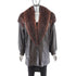 Leather Jacket with Opossum Collar- Size M-L