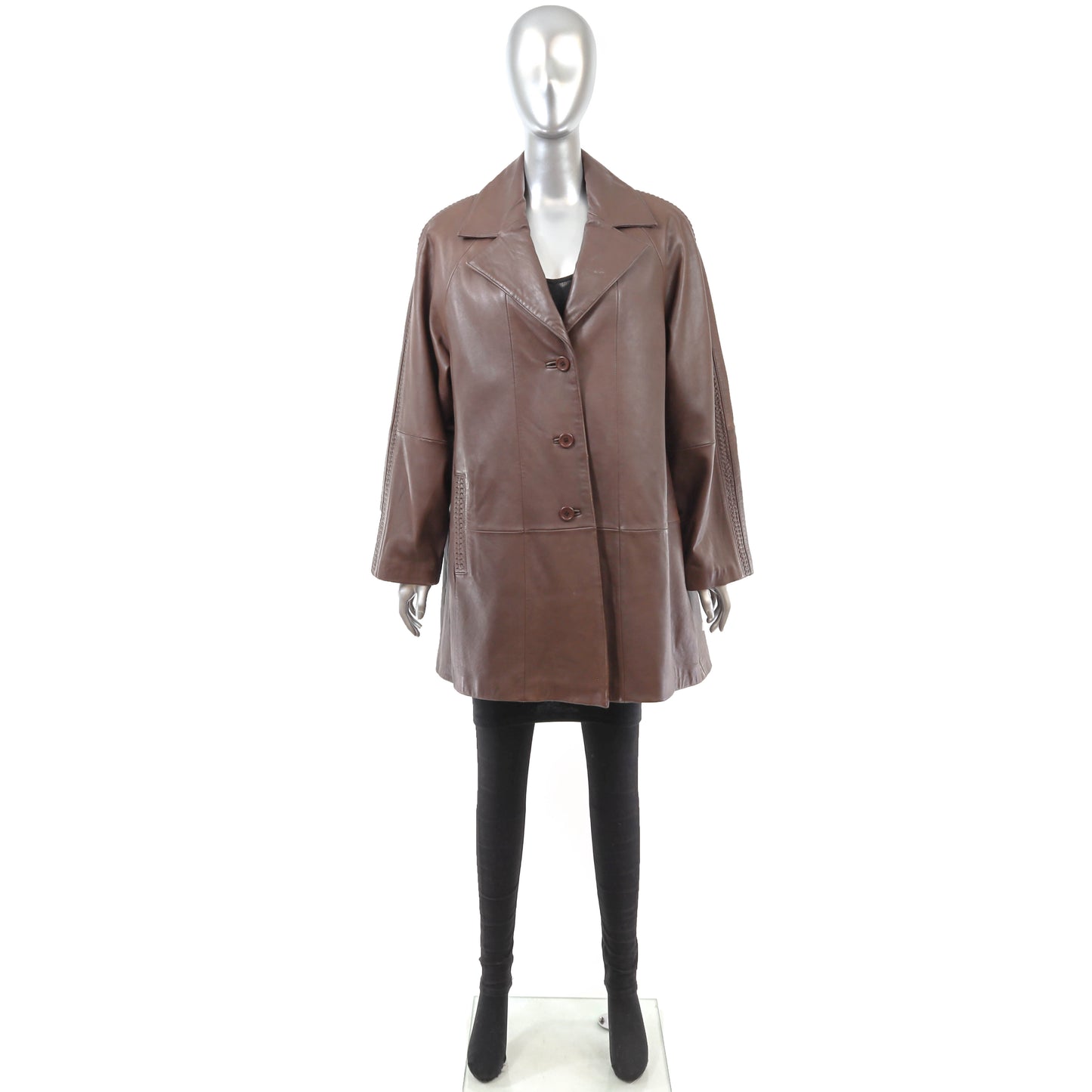 Brown Leather Jacket- Size L