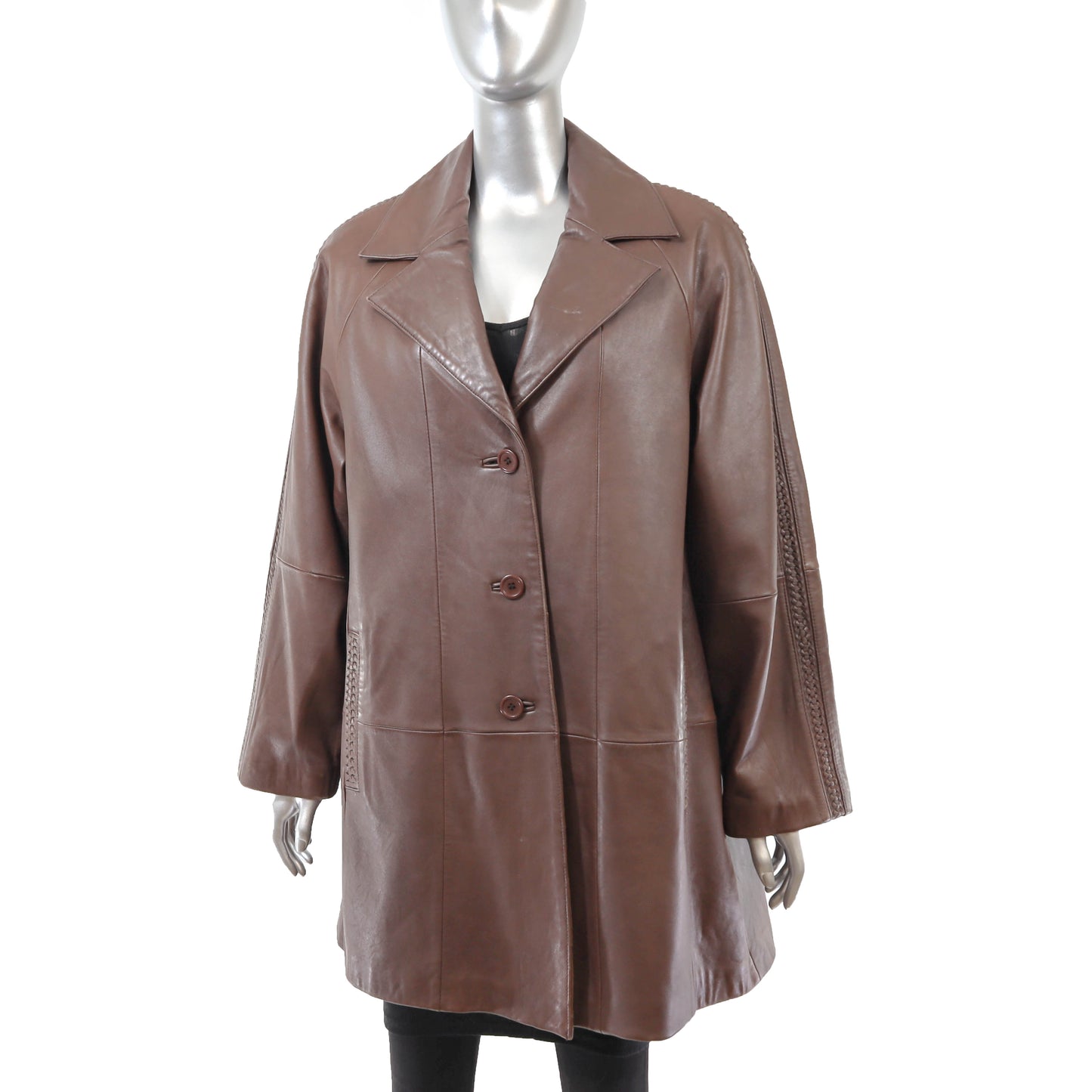 Brown Leather Jacket- Size L