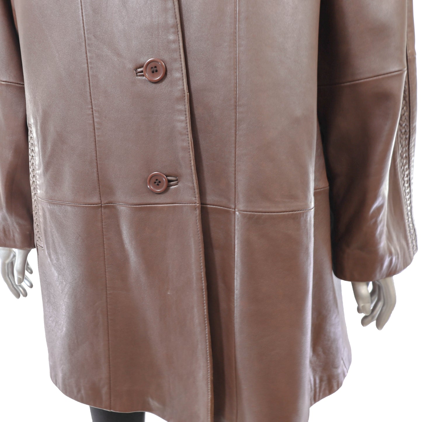 Brown Leather Jacket- Size L