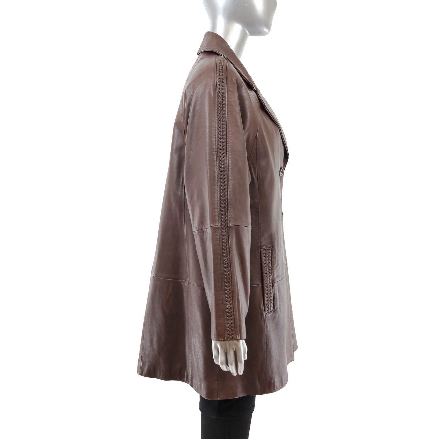 Brown Leather Jacket- Size L