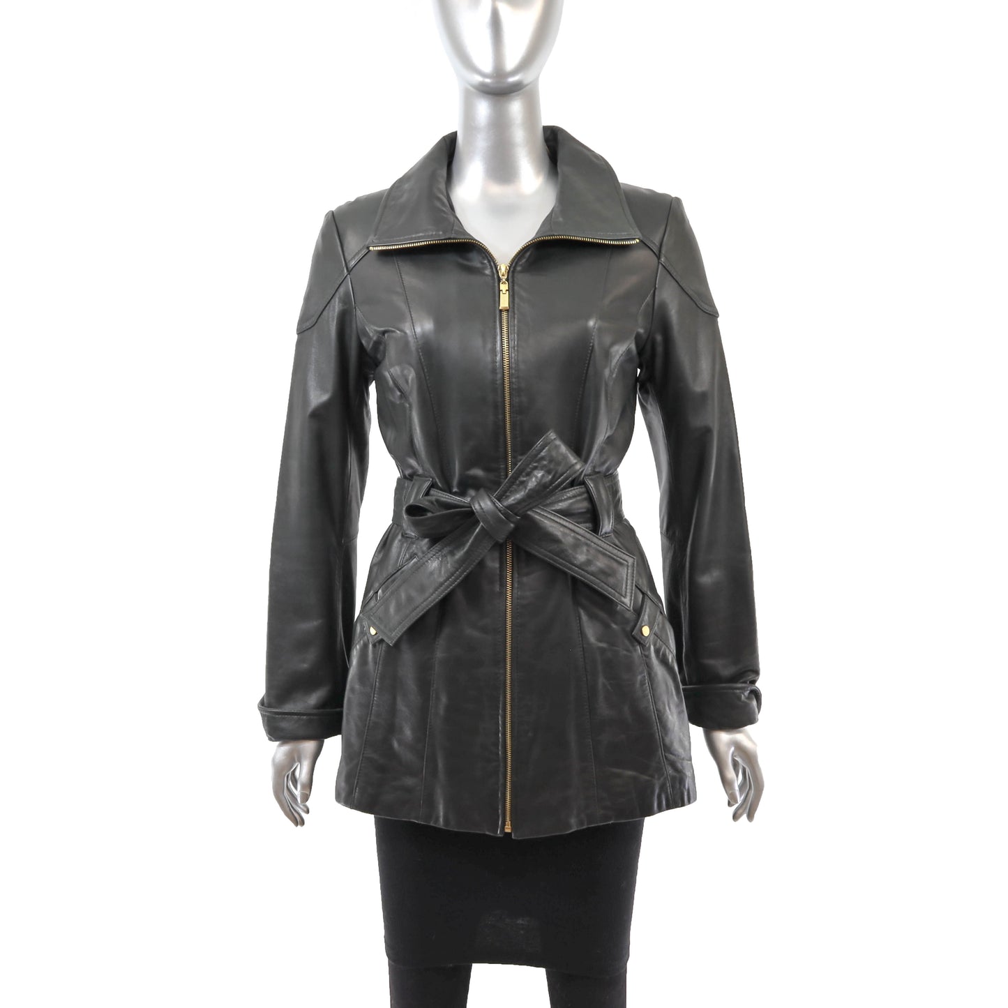 Dark Olive Leather Jacket- Size S