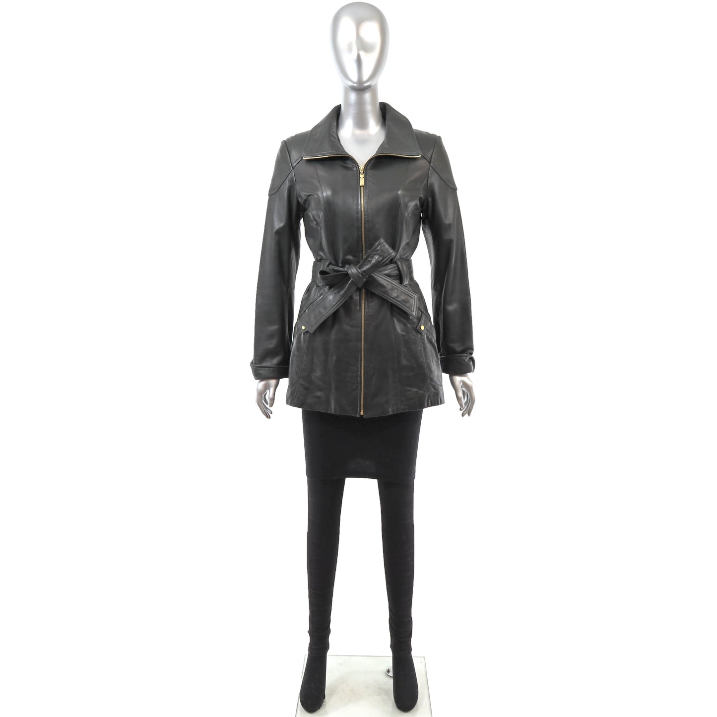 Dark Olive Leather Jacket- Size S