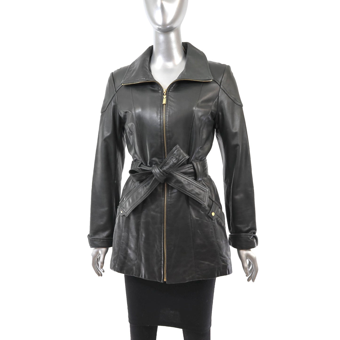Dark Olive Leather Jacket- Size S