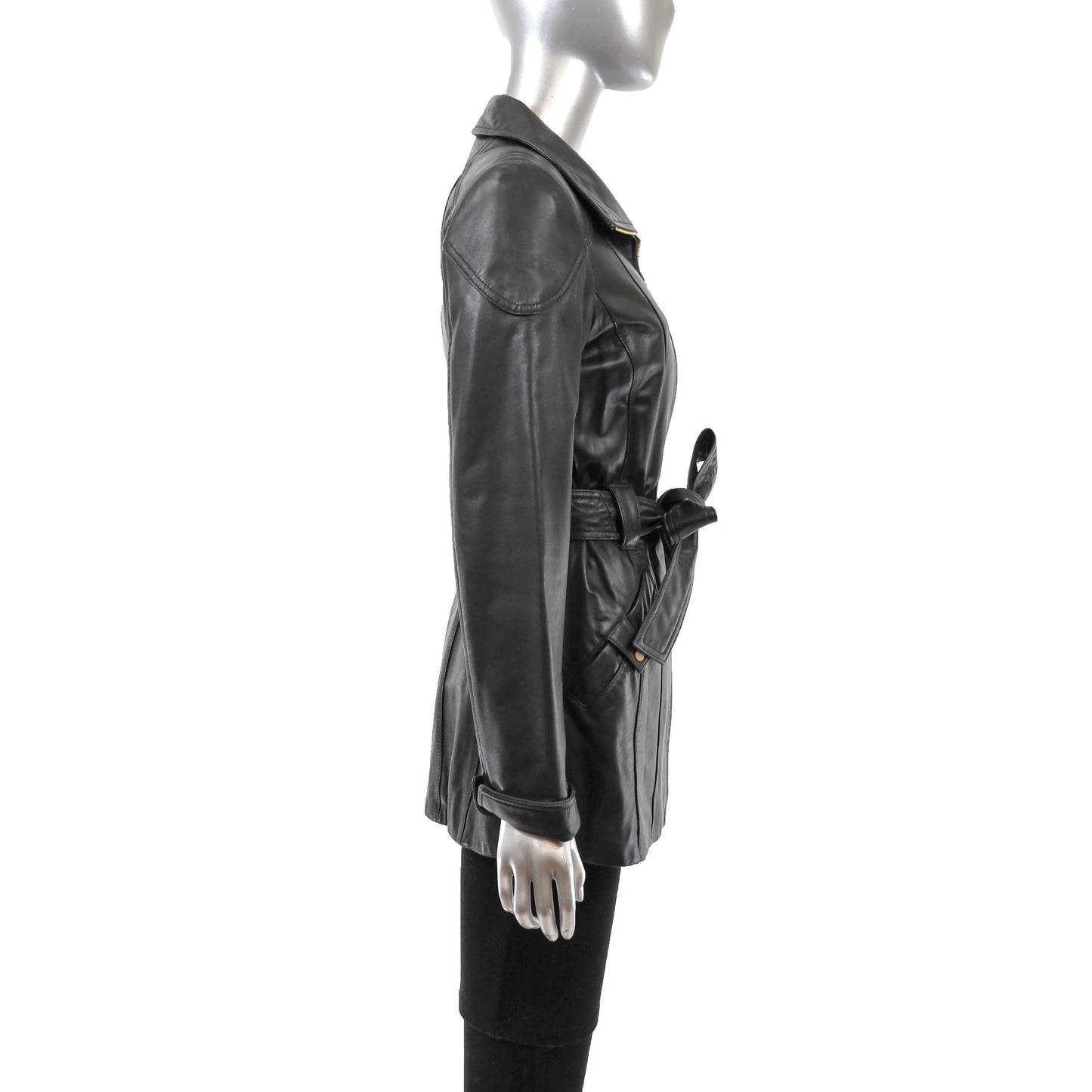 Dark Olive Leather Jacket- Size S