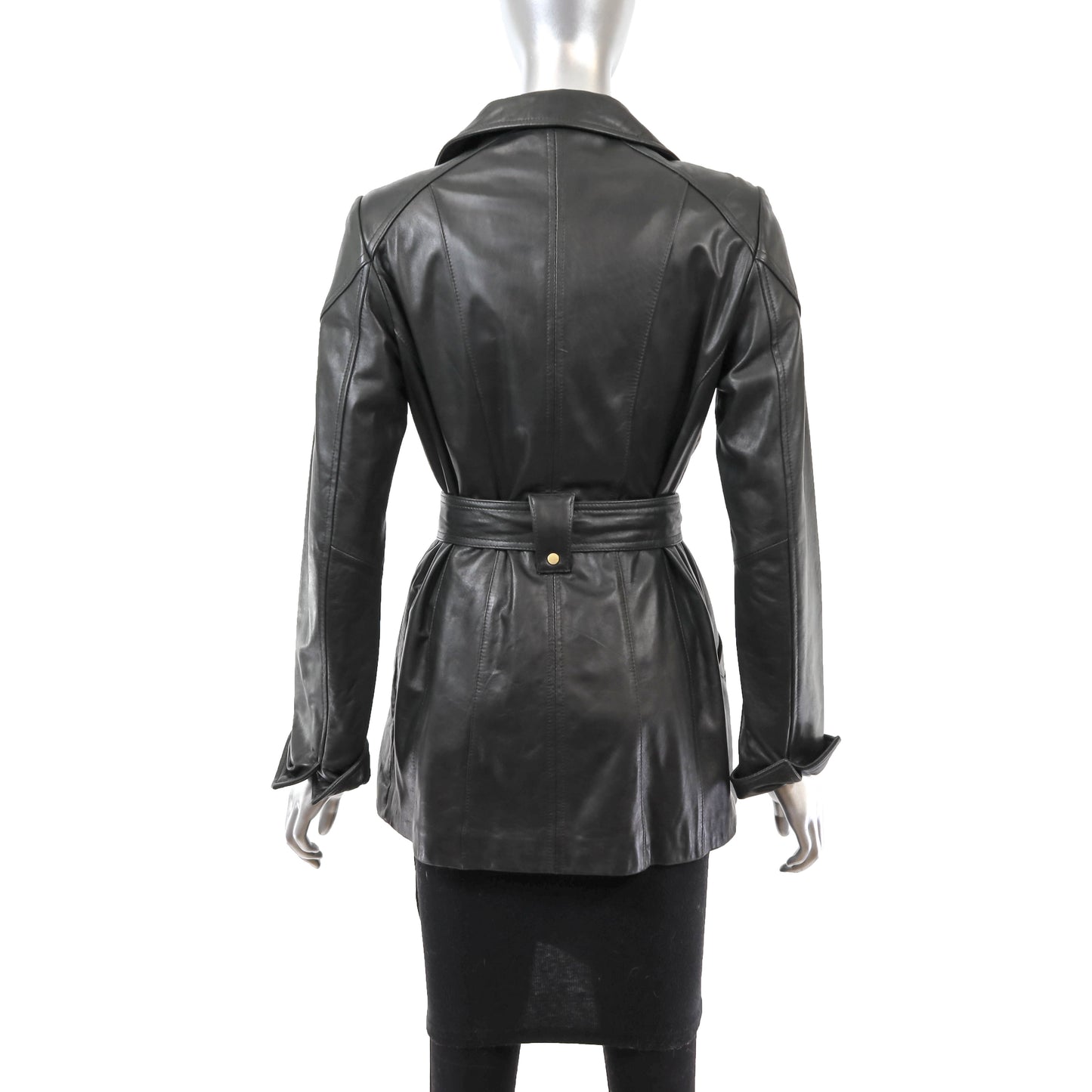 Dark Olive Leather Jacket- Size S