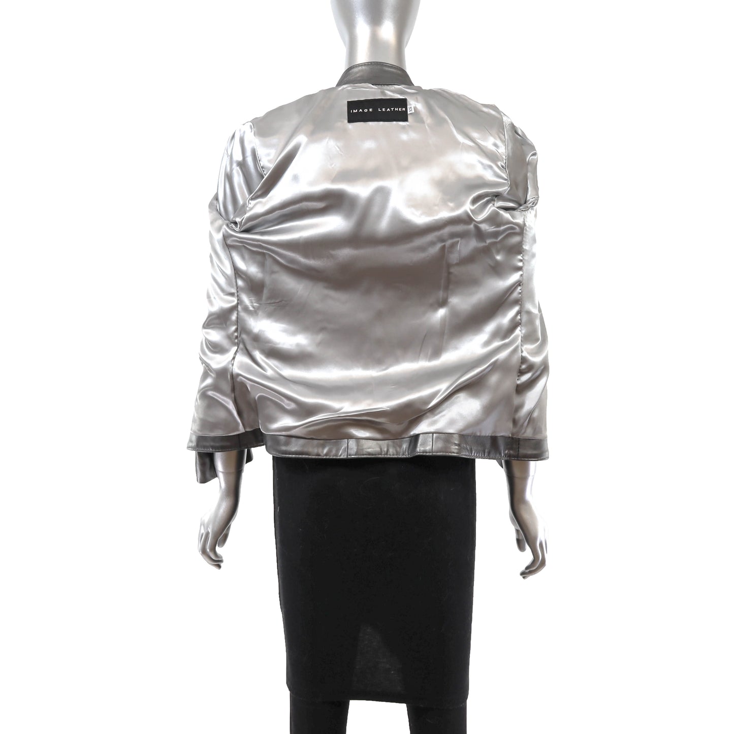 Metallic Grey Leather Jacket- Size XS