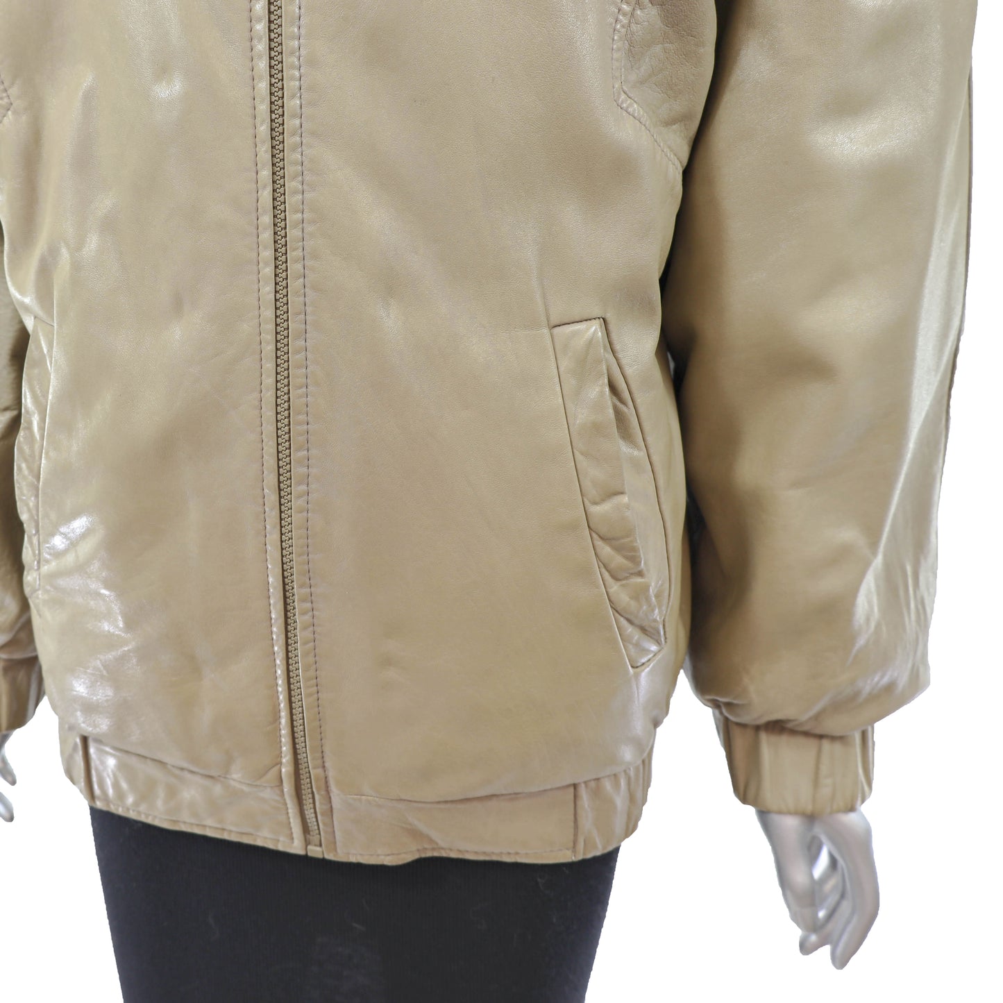 Beige Sheared Beaver Jacket Reversible to Leather- Size S