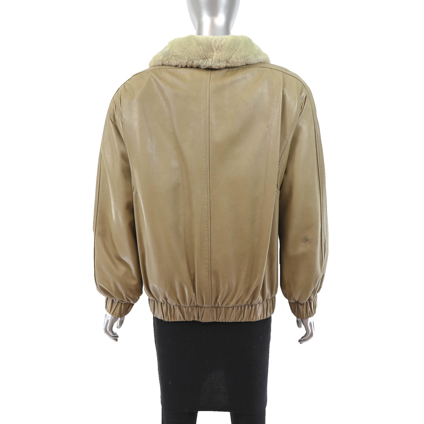 Beige Sheared Beaver Jacket Reversible to Leather- Size S