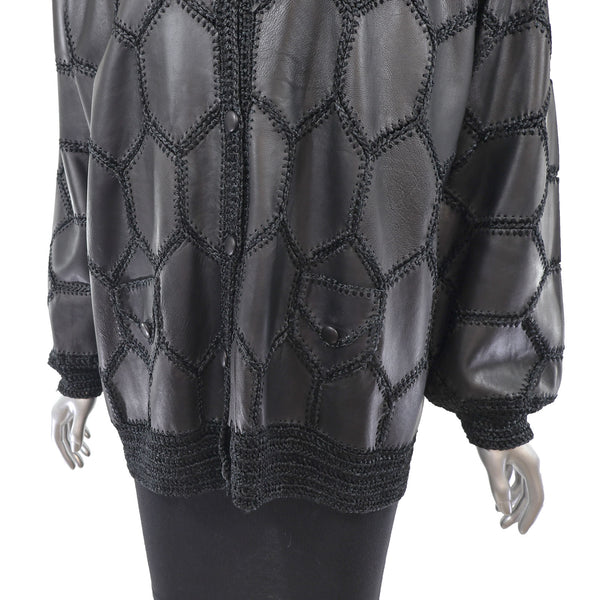 Black Leather Jacket- Size L